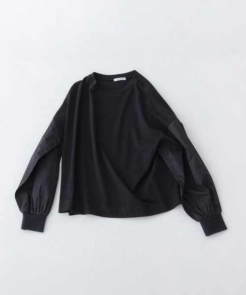 nop de nod(ノップドゥノッド)の「USコットン天竺布帛スリーブT(Tシャツ/カットソー・レディース・ネイビー/ブラック/オフホワイト・3)」の22枚目の写真
