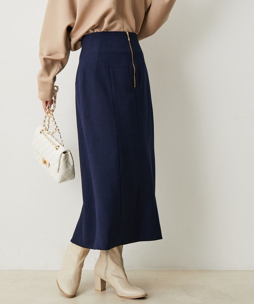 VIS（ビス）の「【防シワ・洗える】ファスナーIラインスカート