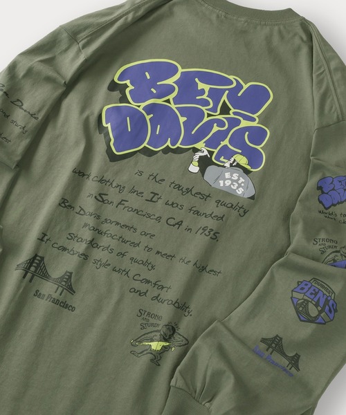 BEN DAVIS（ベンデイビス）の「【BENDAVIS／ベンデイビス】BEN SPRAYGORILLA L/S　スプレーゴリラポケットロンT/ビッグシルエット/バックプリント（Tシャツ/カットソー・メンズ・ホワイト/カーキ/ブルー/チャコールグレー・XL/M/L）」の3枚目の写真
