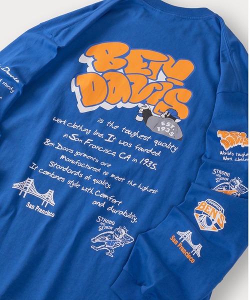 BEN DAVIS（ベンデイビス）の「【BENDAVIS／ベンデイビス】BEN SPRAYGORILLA L/S　スプレーゴリラポケットロンT/ビッグシルエット/バックプリント（Tシャツ/カットソー・メンズ・ホワイト/カーキ/ブルー/チャコールグレー・XL/M/L）」の4枚目の写真