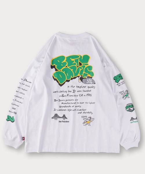 BEN DAVIS（ベンデイビス）の「【BENDAVIS／ベンデイビス】BEN SPRAYGORILLA L/S　スプレーゴリラポケットロンT/ビッグシルエット/バックプリント（Tシャツ/カットソー・メンズ・ホワイト/カーキ/ブルー/チャコールグレー・XL/M/L）」の6枚目の写真