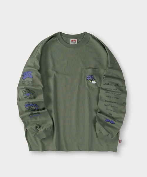 BEN DAVIS（ベンデイビス）の「【BENDAVIS／ベンデイビス】BEN SPRAYGORILLA L/S　スプレーゴリラポケットロンT/ビッグシルエット/バックプリント（Tシャツ/カットソー・メンズ・ホワイト/カーキ/ブルー/チャコールグレー・XL/M/L）」の9枚目の写真