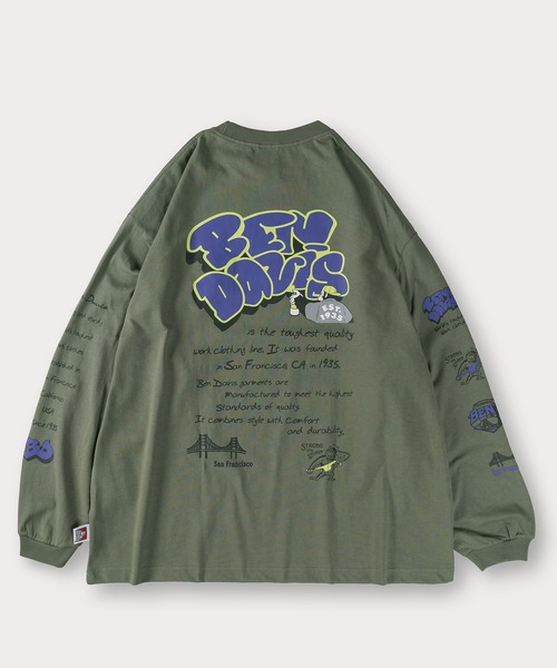 BEN DAVIS（ベンデイビス）の「【BENDAVIS／ベンデイビス】BEN SPRAYGORILLA L/S　スプレーゴリラポケットロンT/ビッグシルエット/バックプリント（Tシャツ/カットソー・メンズ・ホワイト/カーキ/ブルー/チャコールグレー・XL/M/L）」の10枚目の写真