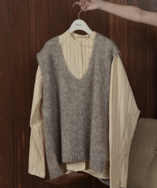 lawgy（ラウジー）の「multi stripe shirt / マルチストライプシャツ（シャツ/ブラウス・レディース・アイボリー/ブラウン系・FREE）」の14枚目の写真