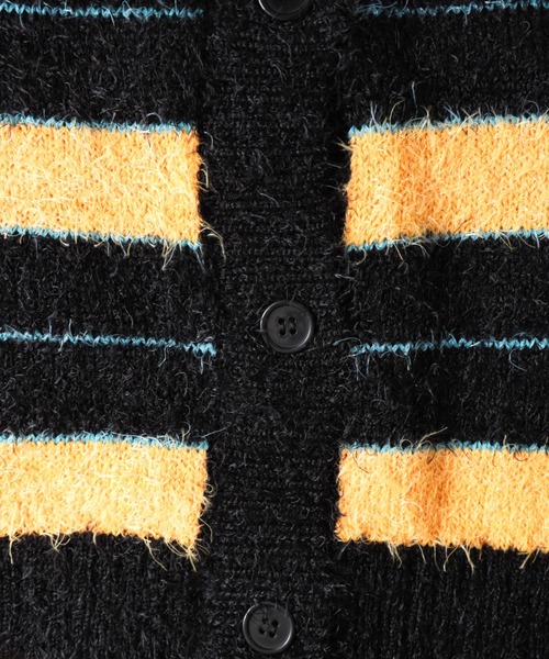 NYLAUS（ナイラス）の「Shaggy Solid/Border Loose V-neck Knit Cardigan / シャギー 無地/ボーダー柄 ルーズ Vネック ニットカーディガン（カーディガン/ボレロ・メンズ・ブラック/レンガ/チャコール/ブラック系/グレー系/レッド系・M/L）」の17枚目の写真