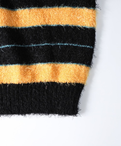 NYLAUS（ナイラス）の「Shaggy Solid/Border Loose V-neck Knit Cardigan / シャギー 無地/ボーダー柄 ルーズ Vネック ニットカーディガン（カーディガン/ボレロ・メンズ・ブラック/レンガ/チャコール/ブラック系/グレー系/レッド系・M/L）」の18枚目の写真