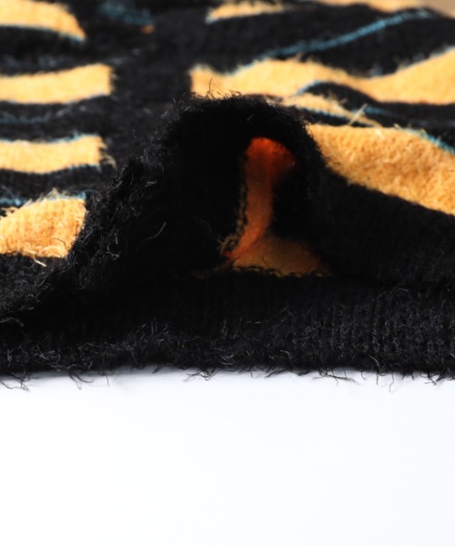 NYLAUS（ナイラス）の「Shaggy Solid/Border Loose V-neck Knit Cardigan / シャギー 無地/ボーダー柄 ルーズ Vネック ニットカーディガン（カーディガン/ボレロ・メンズ・ブラック/レンガ/チャコール/ブラック系/グレー系/レッド系・M/L）」の19枚目の写真