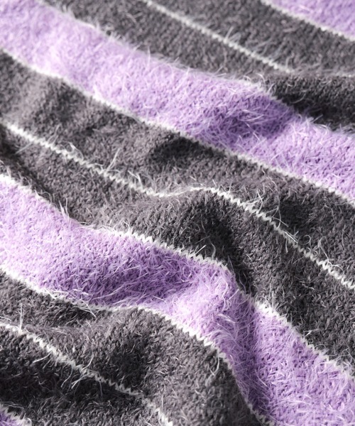 NYLAUS（ナイラス）の「Shaggy Solid/Border Loose V-neck Knit Cardigan / シャギー 無地/ボーダー柄 ルーズ Vネック ニットカーディガン（カーディガン/ボレロ・メンズ・ブラック/レンガ/チャコール/ブラック系/グレー系/レッド系・M/L）」の21枚目の写真