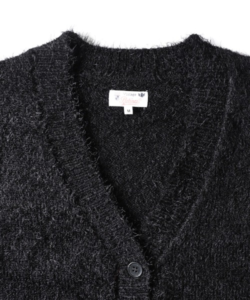 NYLAUS（ナイラス）の「Shaggy Solid/Border Loose V-neck Knit Cardigan / シャギー 無地/ボーダー柄 ルーズ Vネック ニットカーディガン（カーディガン/ボレロ・メンズ・ブラック/レンガ/チャコール/ブラック系/グレー系/レッド系・M/L）」の7枚目の写真