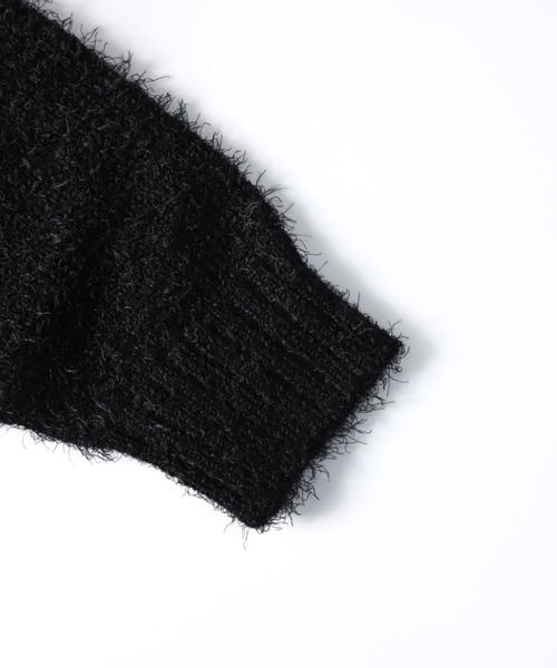 NYLAUS（ナイラス）の「Shaggy Solid/Border Loose V-neck Knit Cardigan / シャギー 無地/ボーダー柄 ルーズ Vネック ニットカーディガン（カーディガン/ボレロ・メンズ・ブラック/レンガ/チャコール/ブラック系/グレー系/レッド系・M/L）」の8枚目の写真