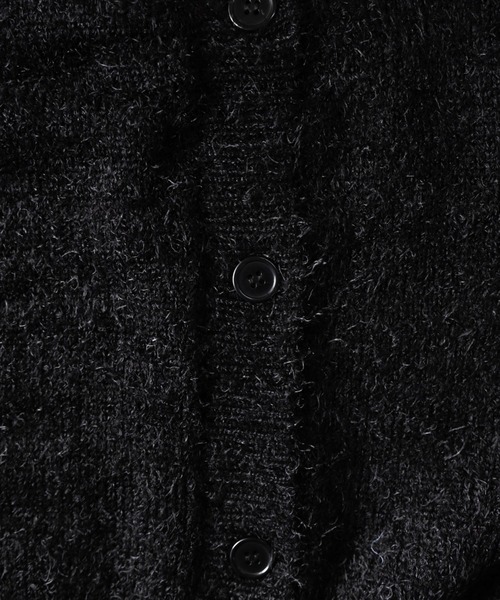 NYLAUS（ナイラス）の「Shaggy Solid/Border Loose V-neck Knit Cardigan / シャギー 無地/ボーダー柄 ルーズ Vネック ニットカーディガン（カーディガン/ボレロ・メンズ・ブラック/レンガ/チャコール/ブラック系/グレー系/レッド系・M/L）」の9枚目の写真