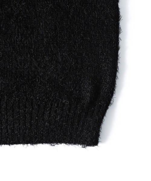 NYLAUS（ナイラス）の「Shaggy Solid/Border Loose V-neck Knit Cardigan / シャギー 無地/ボーダー柄 ルーズ Vネック ニットカーディガン（カーディガン/ボレロ・メンズ・ブラック/レンガ/チャコール/ブラック系/グレー系/レッド系・M/L）」の10枚目の写真