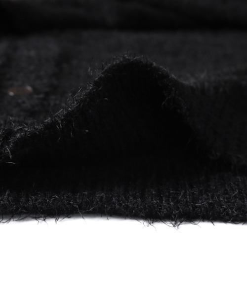 NYLAUS（ナイラス）の「Shaggy Solid/Border Loose V-neck Knit Cardigan / シャギー 無地/ボーダー柄 ルーズ Vネック ニットカーディガン（カーディガン/ボレロ・メンズ・ブラック/レンガ/チャコール/ブラック系/グレー系/レッド系・M/L）」の11枚目の写真