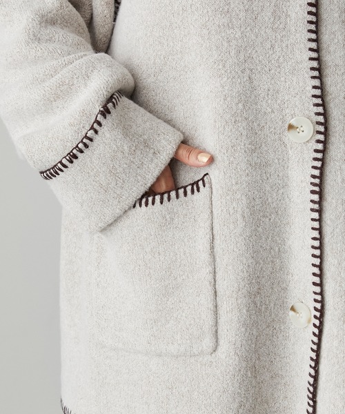 forksy.（フォルクシー）の「【forksy.】バラクラバ付き配色ハンドステッチニットカーディガン（カーディガン/ボレロ・レディース・ブラック/グリーン/アイボリー・FREE）」の17枚目の写真