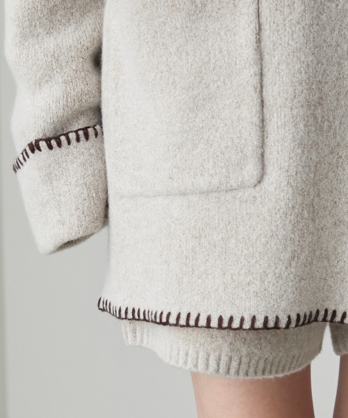 forksy.（フォルクシー）の「【forksy.】バラクラバ付き配色ハンドステッチニットカーディガン（カーディガン/ボレロ・レディース・ブラック/グリーン/アイボリー・FREE）」の18枚目の写真