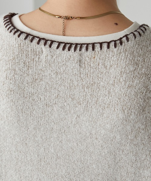 forksy.（フォルクシー）の「【forksy.】バラクラバ付き配色ハンドステッチニットカーディガン（カーディガン/ボレロ・レディース・ブラック/グリーン/アイボリー・FREE）」の22枚目の写真