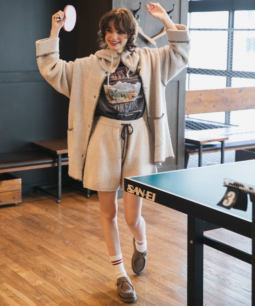 forksy.（フォルクシー）の「【forksy.】バラクラバ付き配色ハンドステッチニットカーディガン（カーディガン/ボレロ・レディース・ブラック/グリーン/アイボリー・FREE）」の10枚目の写真