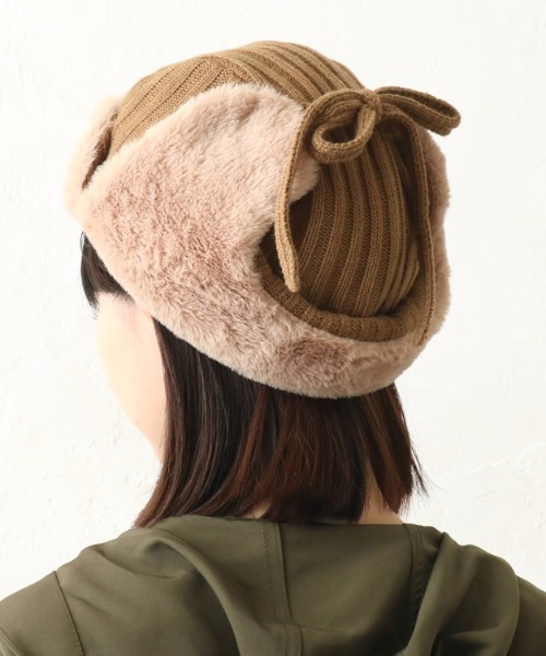 salle de bal（サルデバル）の「polka polka / ポルカポルカ フライトボアハット フライトキャップ flightboahat SDI（ニットキャップ/ビーニー・レディース・ブラック/カーキ/ベージュ・FREE）」の12枚目の写真