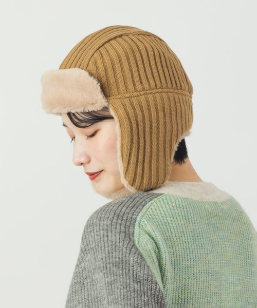 salle de bal（サルデバル）の「polka polka / ポルカポルカ フライトボアハット フライトキャップ flightboahat SDI（ニットキャップ/ビーニー・レディース・ブラック/カーキ/ベージュ・FREE）」の10枚目の写真