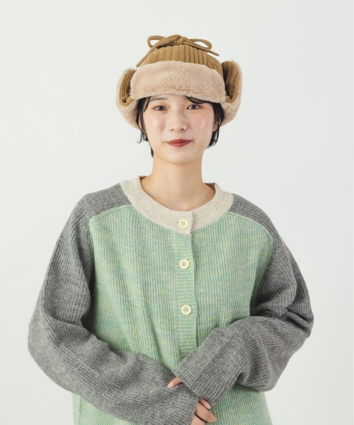 salle de bal（サルデバル）の「polka polka / ポルカポルカ フライトボアハット フライトキャップ flightboahat SDI（ニットキャップ/ビーニー・レディース・ブラック/カーキ/ベージュ・FREE）」の9枚目の写真