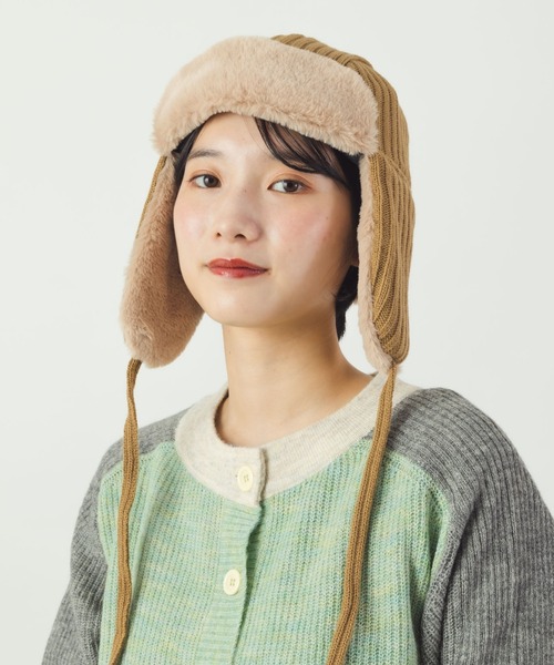 salle de bal（サルデバル）の「polka polka / ポルカポルカ フライトボアハット フライトキャップ flightboahat SDI（ニットキャップ/ビーニー・レディース・ブラック/カーキ/ベージュ・FREE）」の7枚目の写真