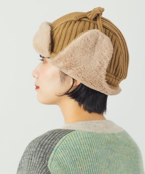 salle de bal（サルデバル）の「polka polka / ポルカポルカ フライトボアハット フライトキャップ flightboahat SDI（ニットキャップ/ビーニー・レディース・ブラック/カーキ/ベージュ・FREE）」の6枚目の写真