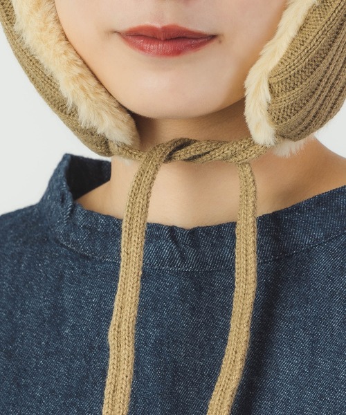 salle de bal（サルデバル）の「polka polka / ポルカポルカ フライトボアハット フライトキャップ flightboahat SDI（ニットキャップ/ビーニー・レディース・ブラック/カーキ/ベージュ・FREE）」の11枚目の写真