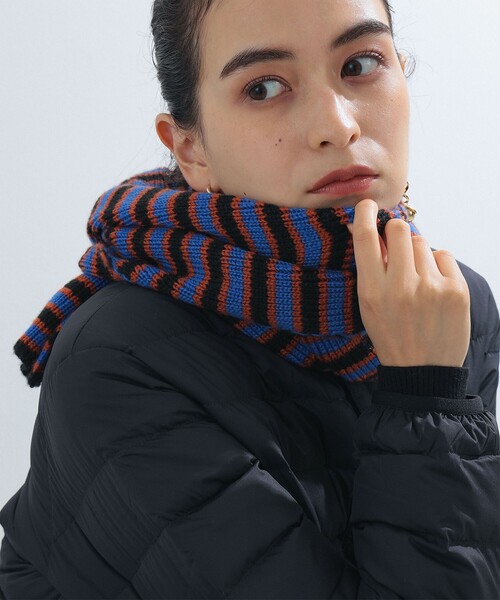 Ray BEAMS（レイビームス）の「Ray BEAMS / ボーダー リブ ニット マフラー（マフラー・レディース・グリーン/ブラック・ONE SIZE）」の3枚目の写真