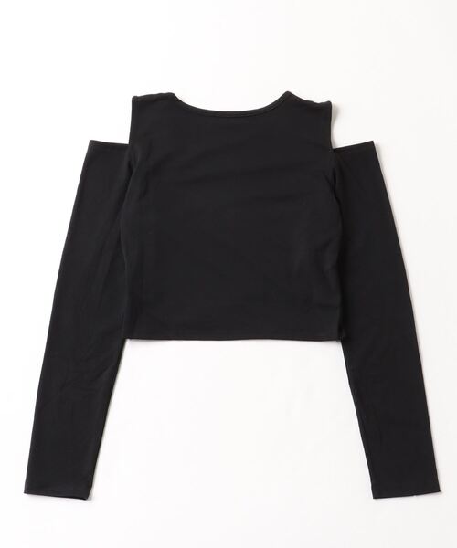 ENLIKE(エンリケ)の「カットオフデザインショートTOP(Tシャツ/カットソー・レディース・グレー/ブラック・FREE)」の3枚目の写真