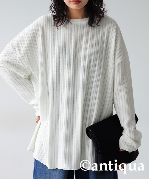 antiqua(アンティカ)の「メロウデザイントップス(Tシャツ/カットソー・レディース・ブラック/ホワイト/グレー・FREE)」の6枚目の写真
