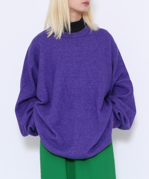 PUNYUS（プニュズ）の「もちもちカラーニット（ニット/セーター・レディース・グリーン/ピンク/ブルー/パープル/レッド/ブラック/イエロー/ブラウン・2/1/3/4）」の5枚目の写真