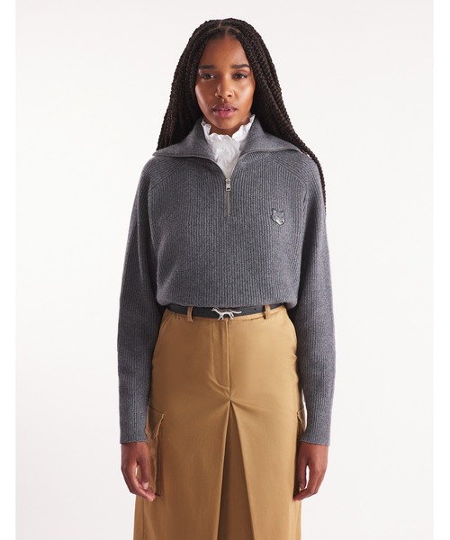 Maison Kitsune（メゾンキツネ）の「BOLD FOX HEAD PATCH HALF ZIP RIBBED JUMPER（ニット/セーター・レディース・ベージュ系その他/グレー・XS/S/M）」の12枚目の写真