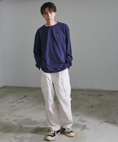 U.S. POLO ASSN.(ユーエスポロアッスン)の「『U.S. POLO ASSN/ユーエスポロアッスン』クルーネック長袖Tシャツ(Tシャツ/カットソー・メンズ・ダークグリーン/オフホワイト/イエロー系1/ダークオレンジ/ネイビー/グレー/ブラック・M/L)」の1枚目の写真