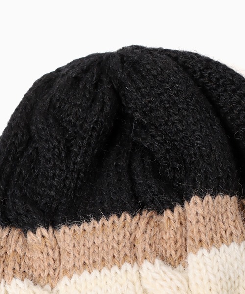 CLIPPER CASUALS（クリッパーカジュアル）の「CLIPPER CASUALS/クリッパーカジュアル Cricket Hat No Pom ニット帽（ニットキャップ/ビーニー・レディース・キャメル/ブラック/ライトグレー・FREE）」の4枚目の写真