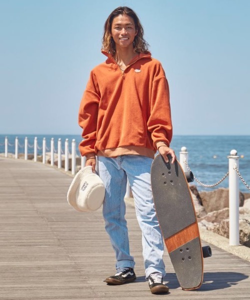Kahiko(カヒコ)の「【Kahiko】SURF&Palms シャロルMEN'Sハーフジップトップス(その他トップス・メンズ・ホワイト/オレンジ系その他/グレー・FREE)」の9枚目の写真