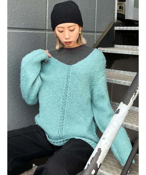 EMODA(エモダ)の「オーバールーズTシャツ(Tシャツ/カットソー・レディース・ブルー/ホワイト/ブラック・FREE)」の18枚目の写真