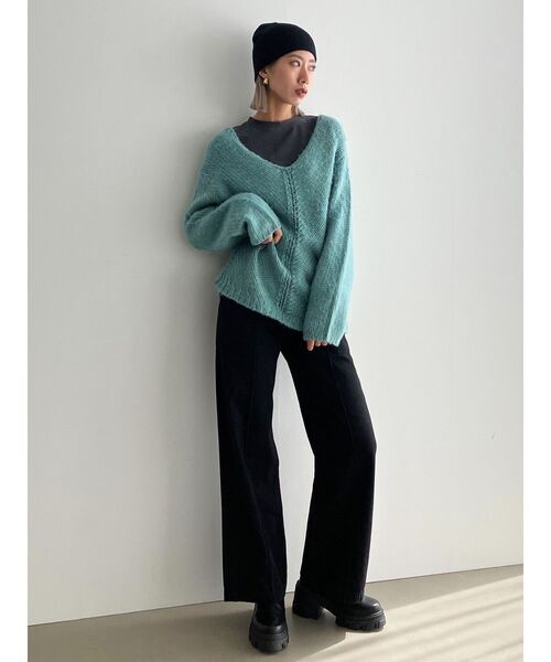 EMODA(エモダ)の「オーバールーズTシャツ(Tシャツ/カットソー・レディース・ブルー/ホワイト/ブラック・FREE)」の19枚目の写真