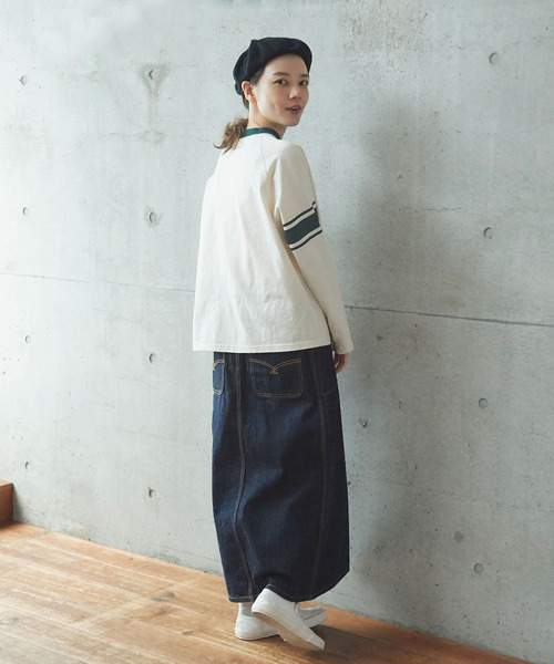 PAR ICI（パーリッシィ）の「ラインプリント カレッジ長袖プルオーバー（Tシャツ/カットソー・レディース・アイボリー/ブルー/グレー・FREE）」の14枚目の写真