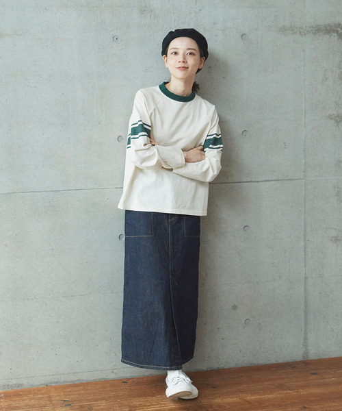 PAR ICI（パーリッシィ）の「ラインプリント カレッジ長袖プルオーバー（Tシャツ/カットソー・レディース・アイボリー/ブルー/グレー・FREE）」の12枚目の写真