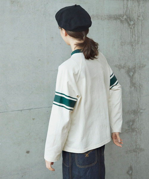 PAR ICI（パーリッシィ）の「ラインプリント カレッジ長袖プルオーバー（Tシャツ/カットソー・レディース・アイボリー/ブルー/グレー・FREE）」の9枚目の写真