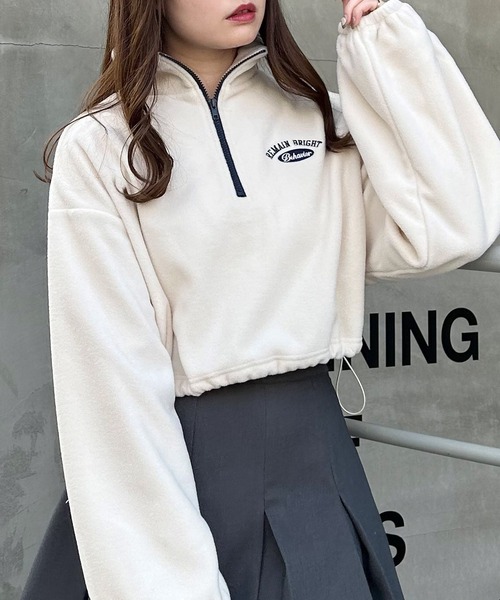 INGNI（イング）の「ハーフジップ胸ロゴショート丈フリーストップス（その他トップス・レディース・グレー系その他3/ホワイト系その他5/ブラック×ホワイト/アイボリー系・M）」の8枚目の写真