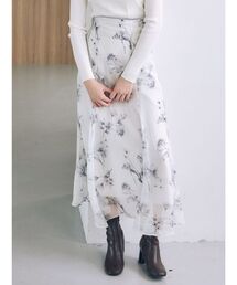 MERCURYDUO | シアーフラワーパイピングフレアスカート(スカート)