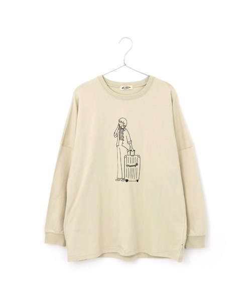 MAKE YOUR DAY(メイクユアデイ)の「おでかけファミリー長袖Tシャツ■ママサイズ(Tシャツ/カットソー・レディース・ブラック/ベージュ/オフホワイト・FREE)」の2枚目の写真