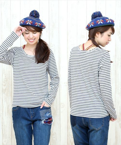 チチカカ(チチカカ)の「フォールカラフルクロシェ ロングTシャツ(Tシャツ/カットソー・レディース・オレンジ/グリーン/その他1・MEDIUM/LARGE)」の3枚目の写真