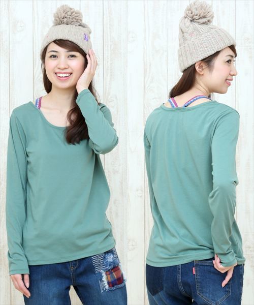 チチカカ(チチカカ)の「フォールカラフルクロシェ ロングTシャツ(Tシャツ/カットソー・レディース・オレンジ/グリーン/その他1・MEDIUM/LARGE)」の2枚目の写真