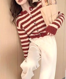 クロップド丈ニットカーディガン