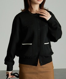 配色ニットカーディガンプルオーバー