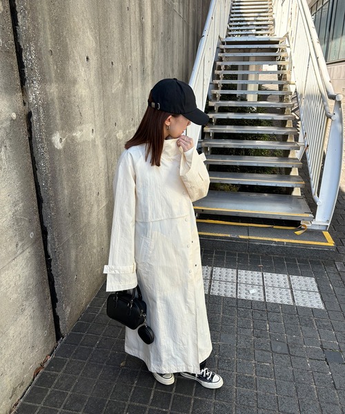 ISOOK（アイスー）の「【ISOOK / アイスー】ナイロンスプリングコート / 春アウター スタンドカラーコート ミリタリージャケット ロングコート ナイロンジャケット トレンチコート ステンカラーコート ZOZOTOWN限定（トレンチコート・レディース・アイボリー/カーキ・FREE）」の13枚目の写真