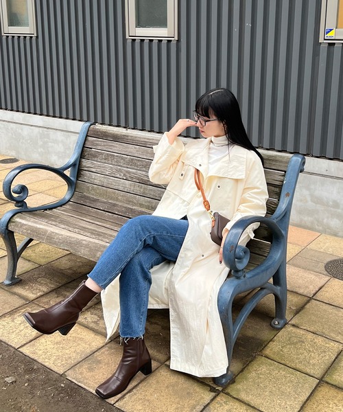 ISOOK（アイスー）の「【ISOOK / アイスー】ナイロンスプリングコート / 春アウター スタンドカラーコート ミリタリージャケット ロングコート ナイロンジャケット トレンチコート ステンカラーコート ZOZOTOWN限定（トレンチコート・レディース・アイボリー/カーキ・FREE）」の20枚目の写真