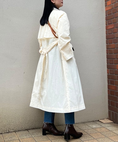 ISOOK（アイスー）の「【ISOOK / アイスー】ナイロンスプリングコート / 春アウター スタンドカラーコート ミリタリージャケット ロングコート ナイロンジャケット トレンチコート ステンカラーコート ZOZOTOWN限定（トレンチコート・レディース・アイボリー/カーキ・FREE）」の9枚目の写真